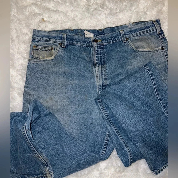 Carhartt Mens Jeans size 42 x 34 Light Wash Work Pants Vintage - Picture 5 of 9
